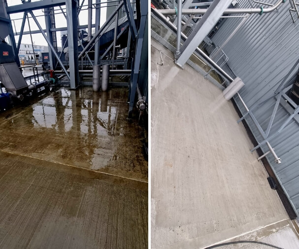high pressure jet washing concrete at factory