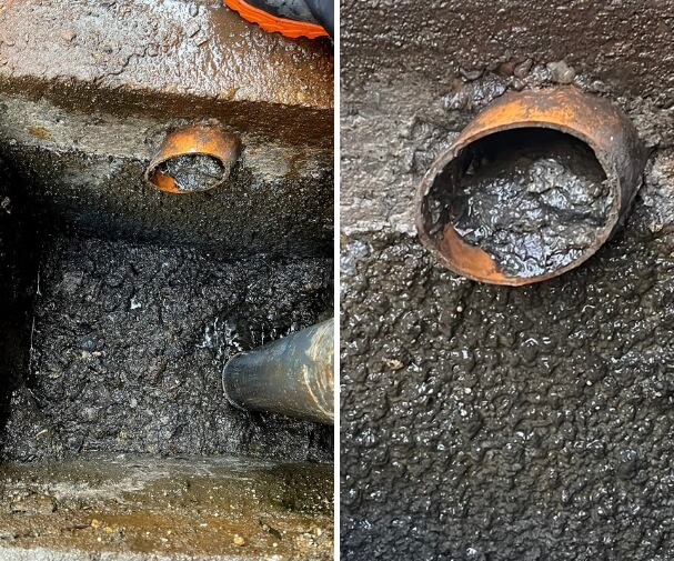before Pipe jetting to unblock pipe and drains process1